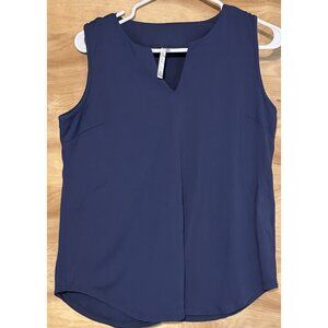 Lulu B Sleeveless Tank Top Split Neck Women Sz Med Blue Stretch  Casual Golf